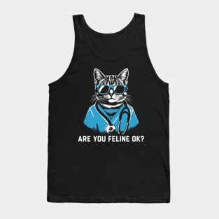 Are You Feline OK? Retro Cat Nurse Gifts Nurse Week Gifts Funny Nurse Tank Top